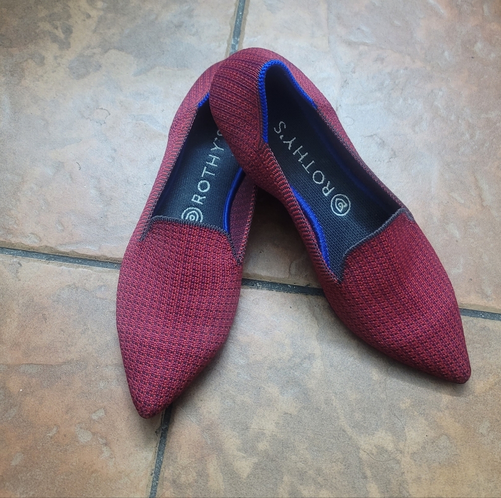 EUC Rothy's The Point Ballet Flats in Scarlett Tweed (Retired Color) Size 8 - Picture 4 of 10